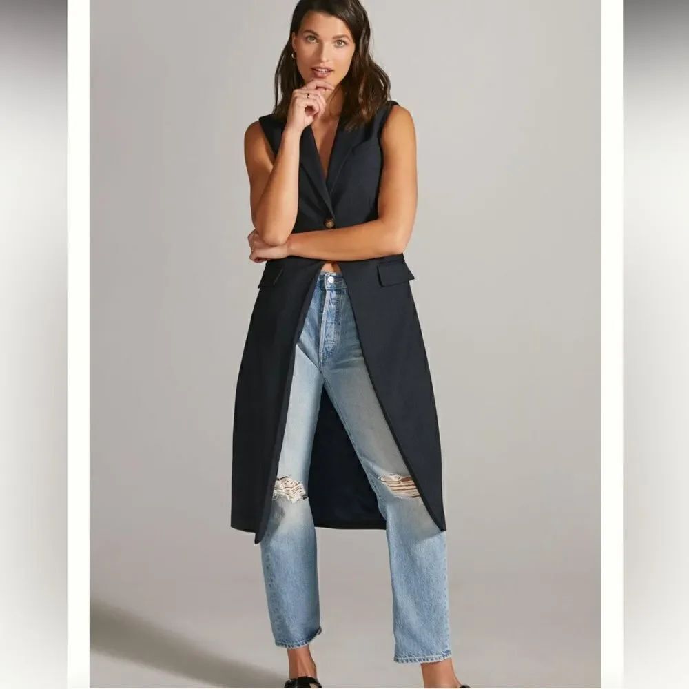New Anthropologie Mare Mare Longline Button Vest